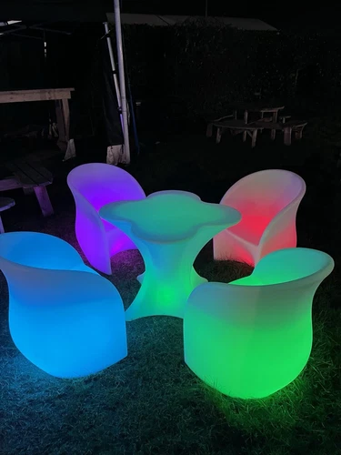X4 Tub Chairs And Flower Table led Garden furniture outdoor Light Up Love Island