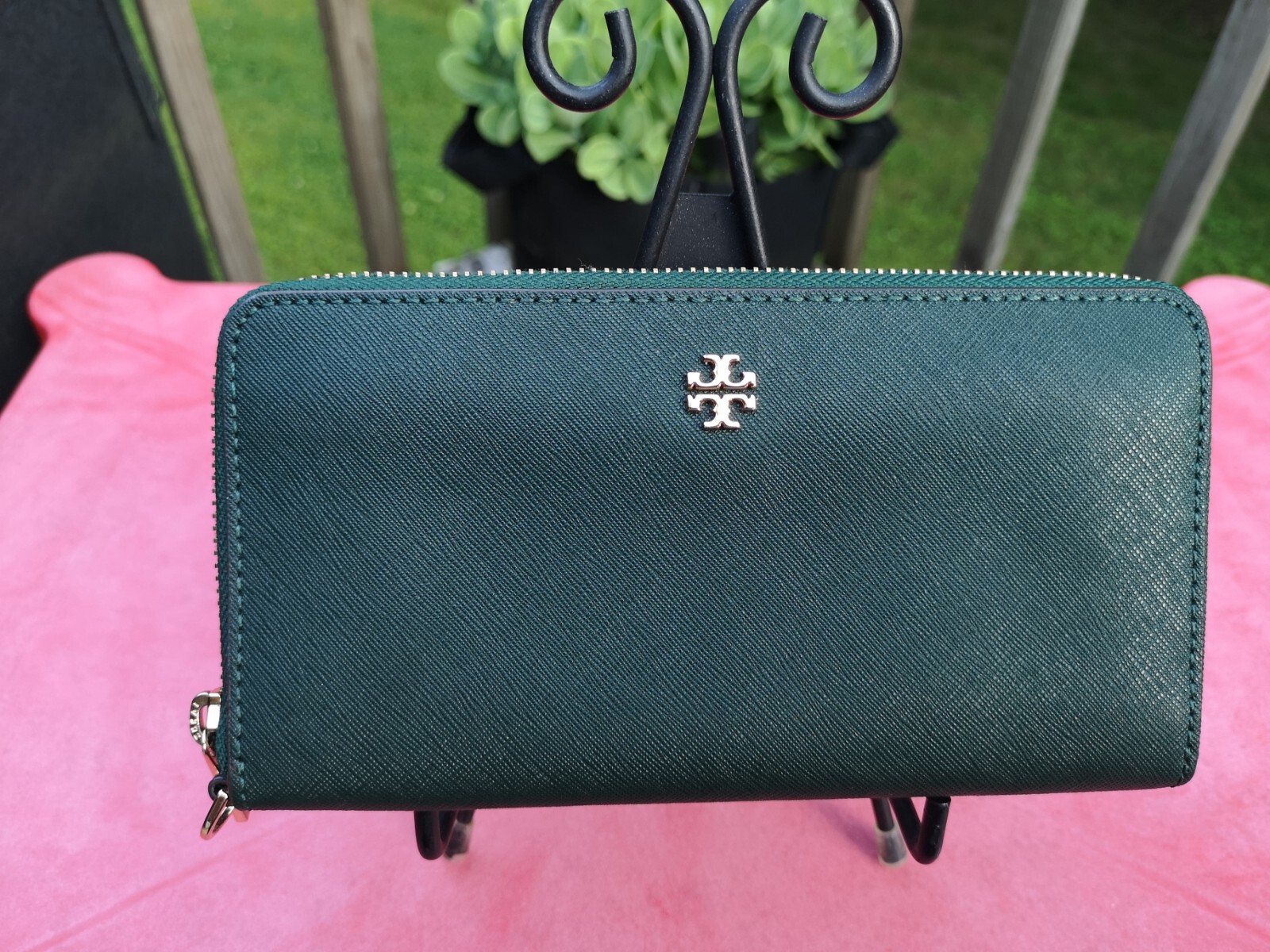 Tory Burch Emerson Zip Passport Continental Wallet Jitney Green eBay