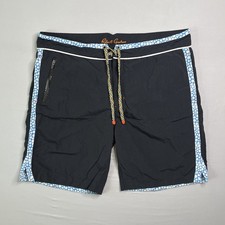 Robert Graham Swim Trunks Mens 40 Black Blue Classic Fit Tropical Board Shorts