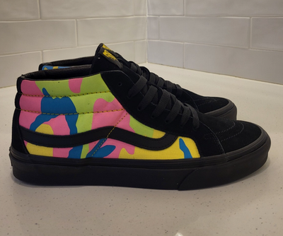 Vans Sk8 Mid Reissue Neon Multi Camo Black Mens Size 9 WTAPS 90's