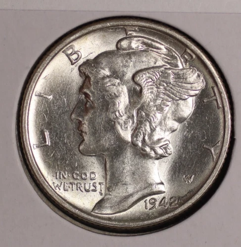 Mercury Silver Dime. 1942 P. Brilliant Uncirculated. Lot # 9061-5-08