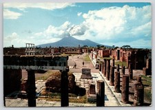 Ancient Roman Forum Ruins Mount Vesuvius Pompeii Italy Postcard