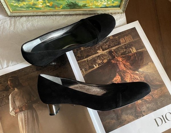 Women Bally Heels Black Suede 35.5