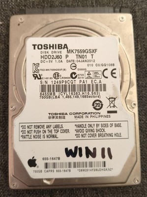 Toshiba 750GB HDD 2.5'' SATA Hard Drive for Laptop with Windows 11 Installed