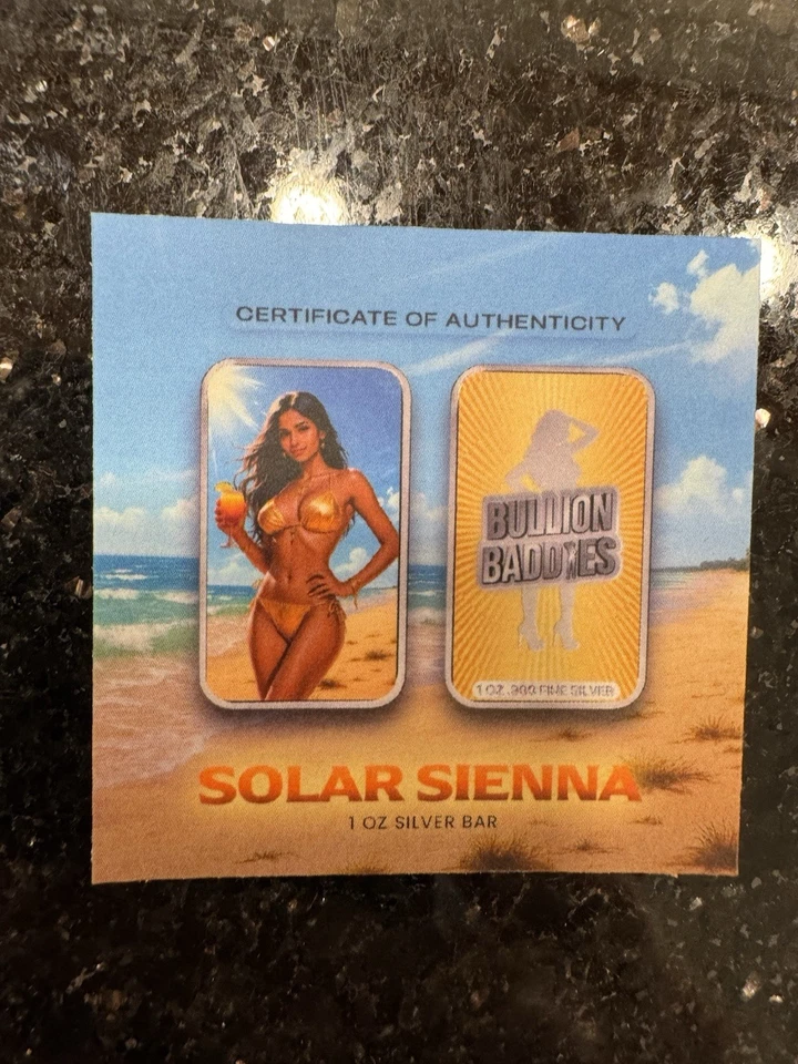 Barra de plata Bullion Baddies 1 oz - Nueva edición especial 8 - Sunny Sienna Foto 4 de 4