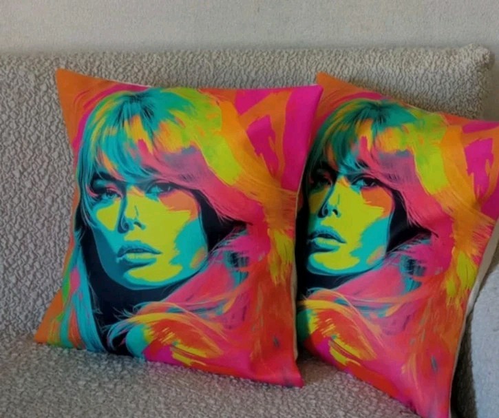 Housses de coussins Brigitte Bardot fait main en coton taie 50x50 cm