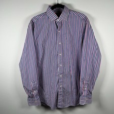 Polo Ralph Lauren Shirt Mens 16 L Stripe Regent Classic Fit Cutaway Collar