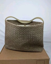  Woven Suede Hobo Bag Purse Khaki Color with Removable Strap