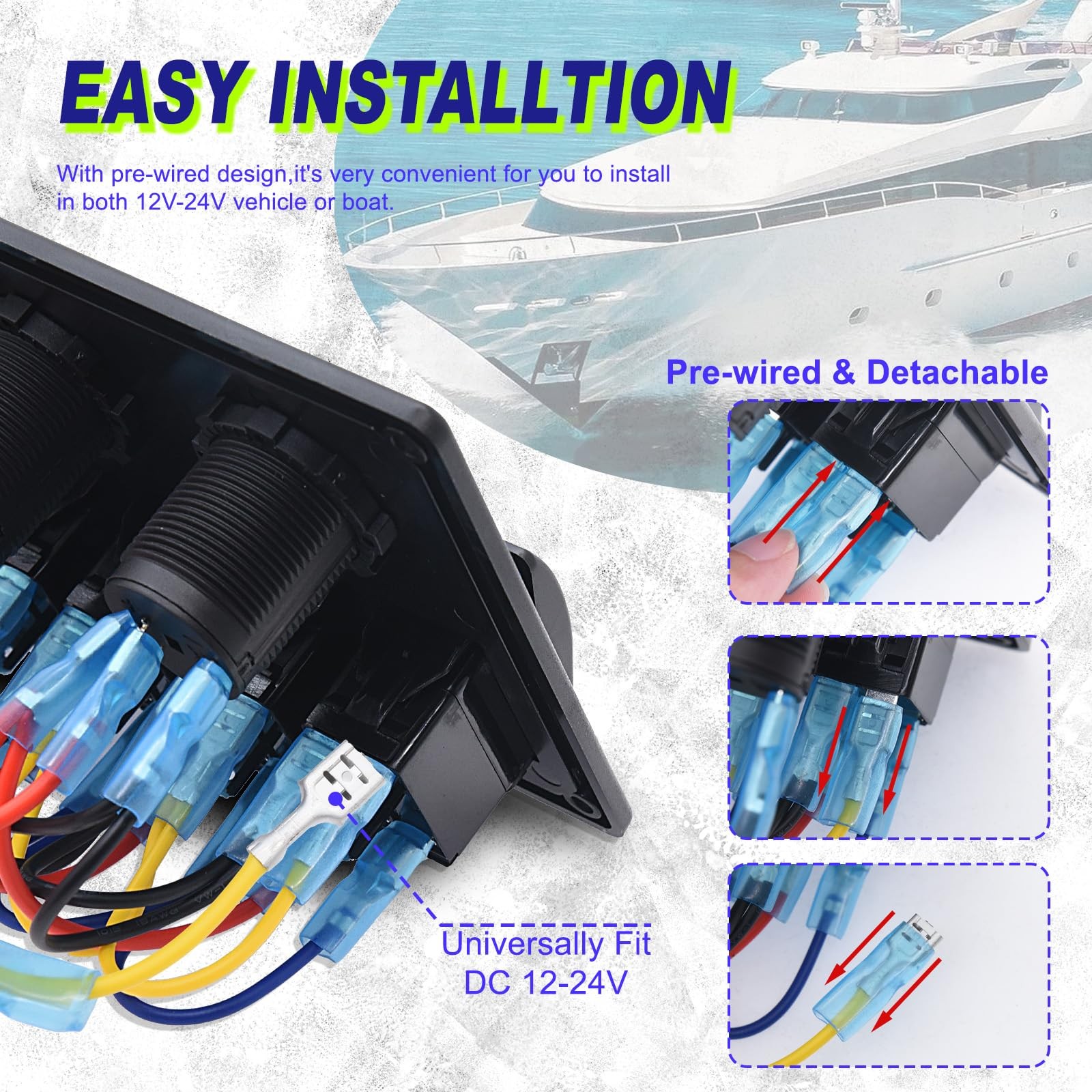 Best Geloo 8 Gang Marine Rocker Switch Panel Boat Panel Waterproof, 12V Toggle