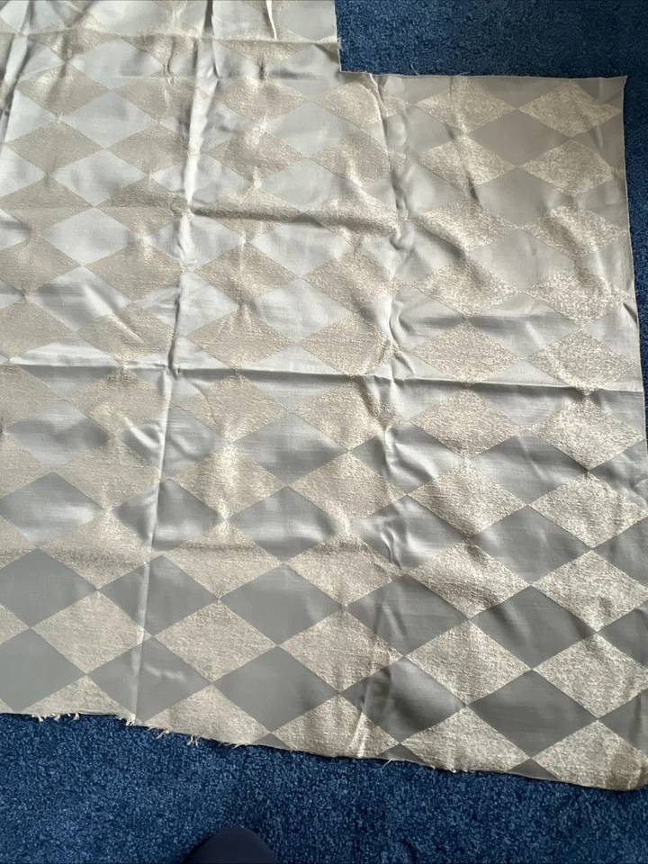 2+ Yds Fabric Remnant Sage Green Beige Diamond Pattern Texture & Shiny - Image 4 of 4