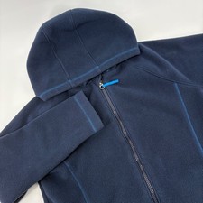 Lands End Kids Fleece Hoodie Full Zip Jacket Navy Blue Size M 10-12