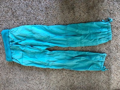 DEHA Womens Dance Pants Joggers Medium Turquoise Blue Cinched Tie Ankle Active