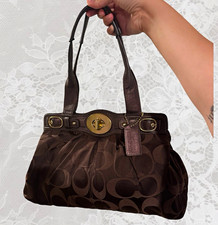 Coach Brown Logo Satchel Top Handle Turn Lock...
