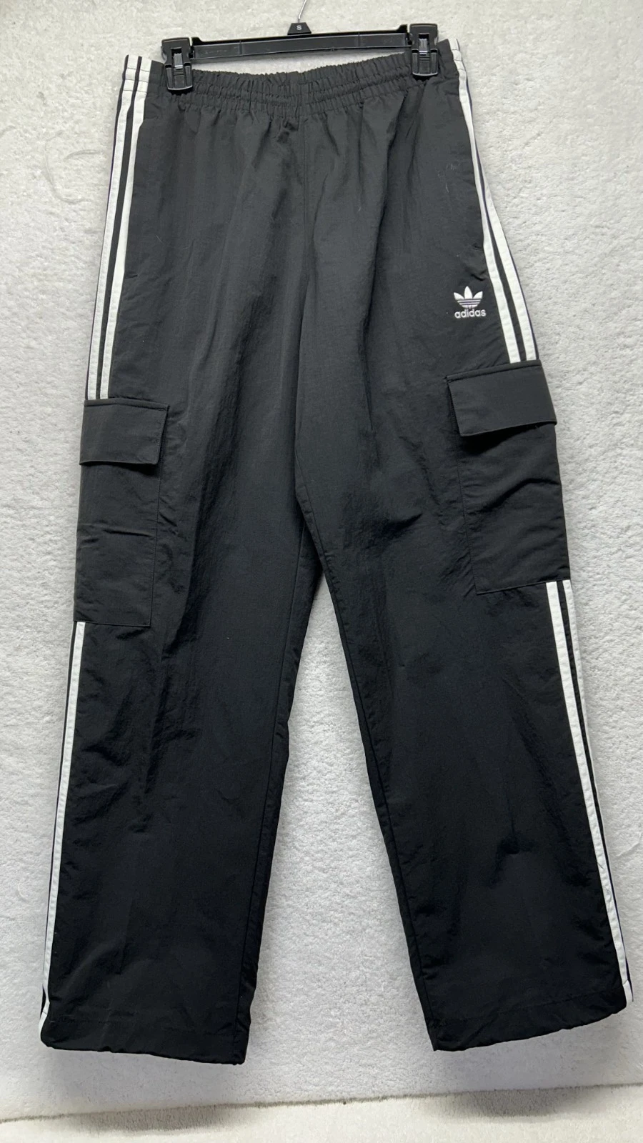 Adidas Mens Size S Black 3 Stripes Cargo Athletic Pants
