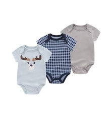3PCS Fashion Summer Short Sleeve Cartoon Baby Boy Girl Bodysuit Cotton Newborn