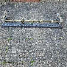  Victorian Antique Brass & Cast Iron Fire Fender - 135cm - Restoration Project