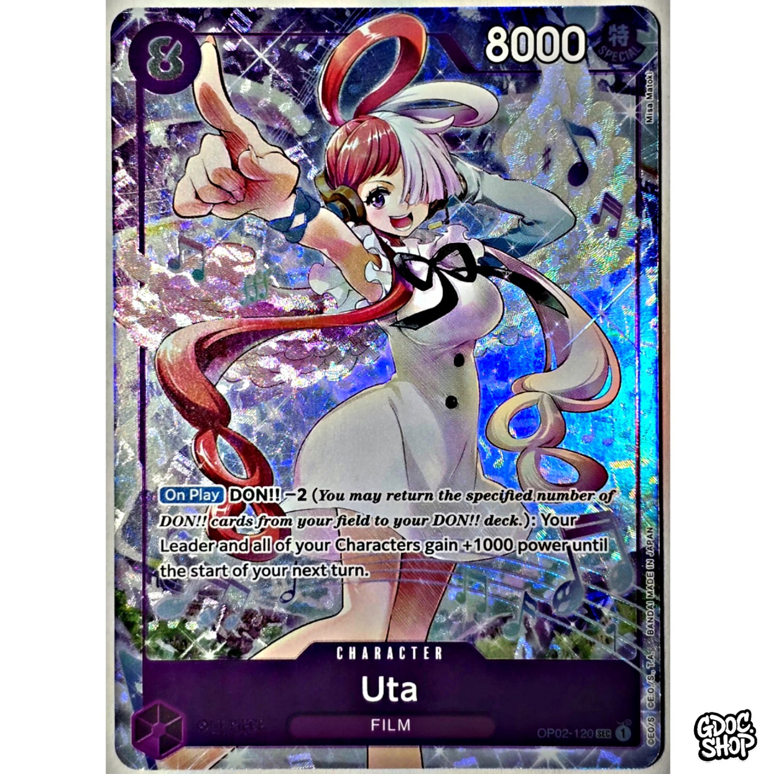 Juego de Cartas One Piece Uta OP02-120 Colección de Cartas Premium Uta Promo Inglés