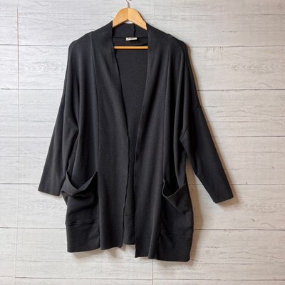 Pact Cardigan Womens Size M/L Dark Gray 100% Organic Cotton Big Front Pockets