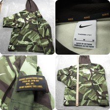 Nike Therma FIT Hoodie Mens Medium Green All Over Camo Pullover Sweatshirt