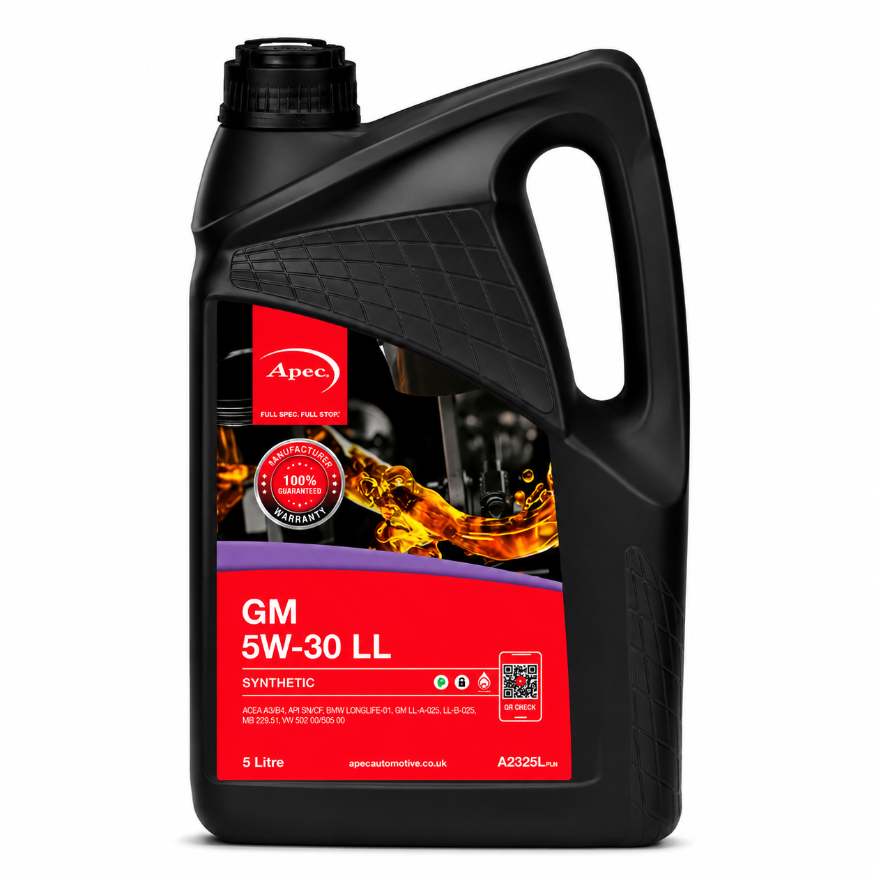 APEC GM 5W-30 LL Fully Synthetic Engine Oil 5L | ACEA A3/B4 BMW LL-01 LL-A-025
