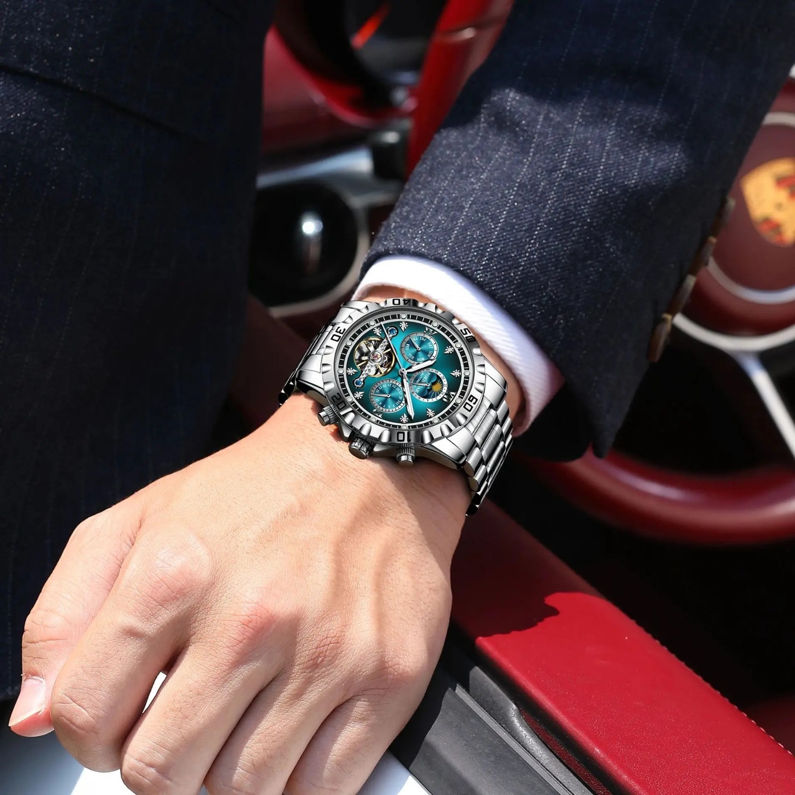 Montre militaire homme pour le quotidien horloge étanche mécanique squelette