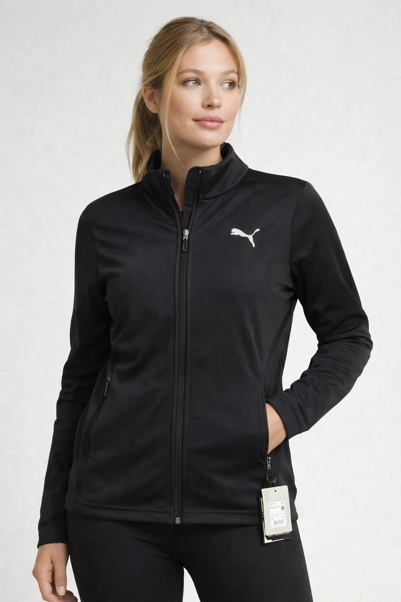 Puma DryCell Black Track Jacket Womens M (Label L) Full Zip Training Sports Top