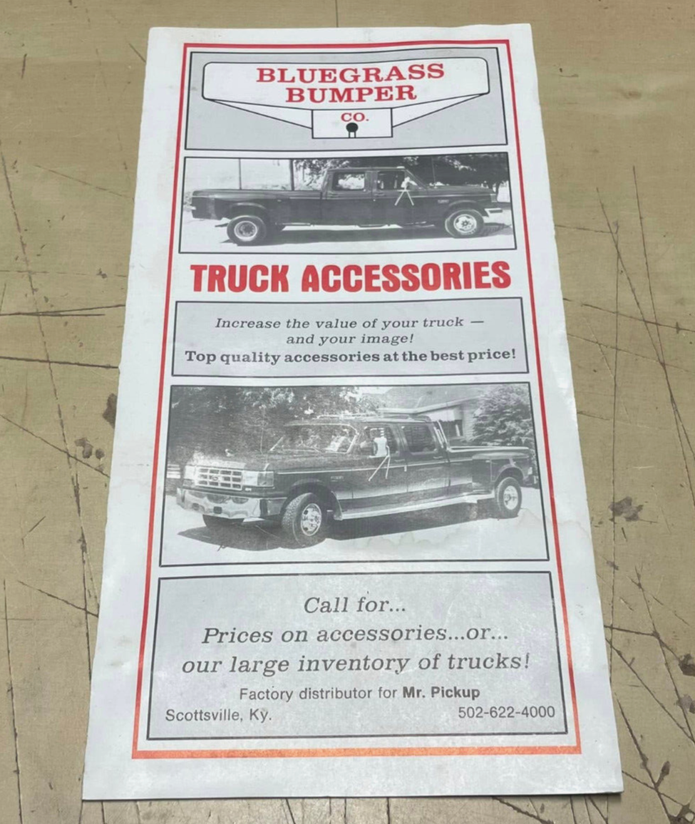 Vintage BlueGrass Bumper Co Truck Accessories Tri-Fold Catalog Sales Ad Brochure