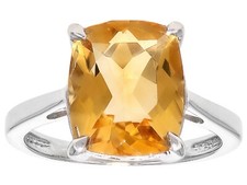 2.00Ct Cushion Lab Created Citrine Solitaire Wedding Ring 14K White Gold Plated