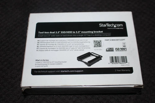 StarTech.com Dual 2.5" SSD/HDD Mounting Bracket for 3.5? Drive Bay - Tool-Less