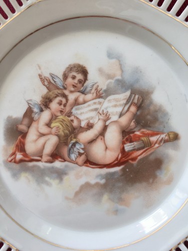Assiette A Dessert Ou Décorative En Porcelaine Ajourée Bavaria Schumann Angelot - Picture 3 of 9