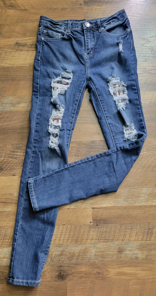 Twenty One By Rue 21 Womens Blue Jeans Size 3 4 R Super Skinny Distressed