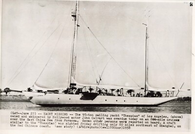 Thespian Sailing Yacht 1958 Press Photo Missing China Sea John Calvert *P130c