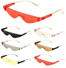 SLIM RIMLESS SHIELD ONE PIECE MONO LENS FUTURISTIC SKINNY SUNGLASSES CYBER RETRO