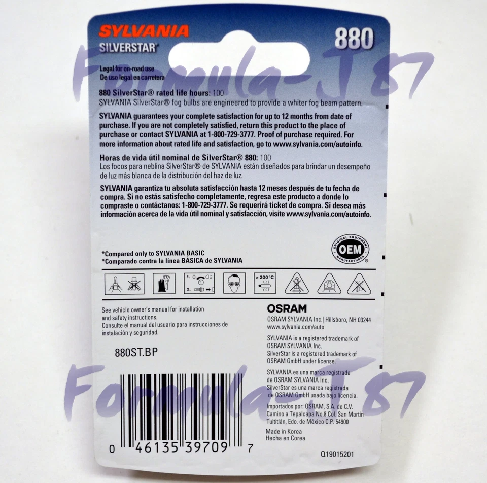 Sylvania Silverstar 880 H27 27W Dos Bombillas Luz Antiniebla Repuesto Actualización Lámpara OE Foto 3 de 4