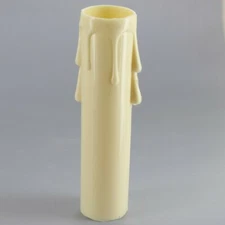 4" CREAM PLASTIC CANDELABRA SOCKET CANDLE COVER WITH DRIPS 7/8"O.D. 50289J