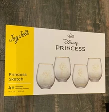 Disney Joy Jolt Princess Sketch Stemless Drinking Glasses