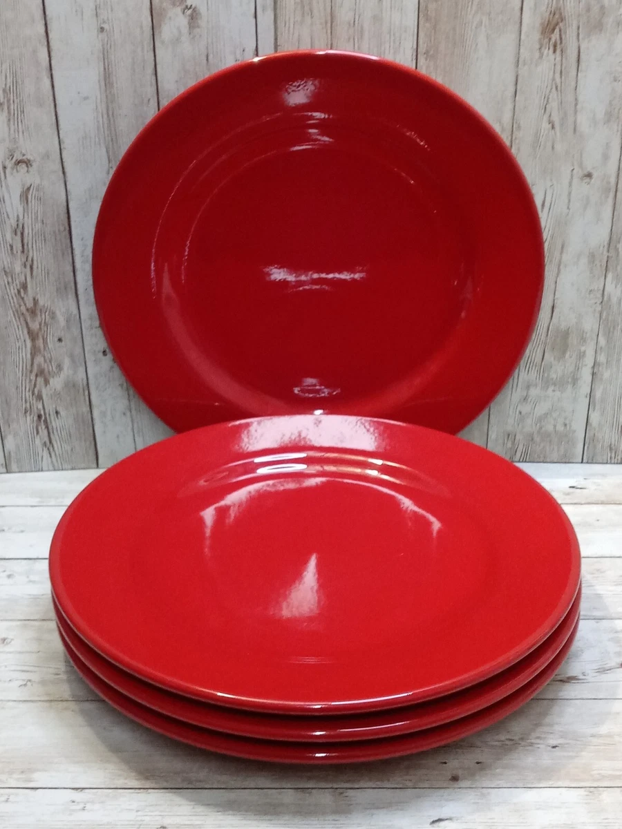 Set of 4 German Waechtersbach Fun Factory Cherry Red Dinner Plates 8.25