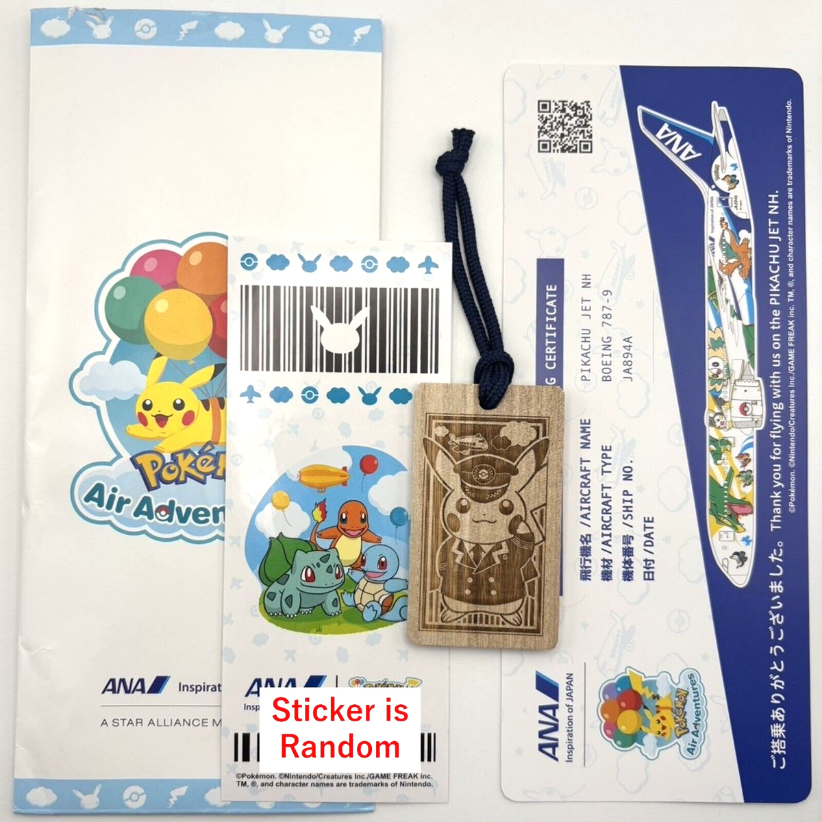 Pokemon Card ANA Air Adventures Set Flying Pikachu Wood Accessory