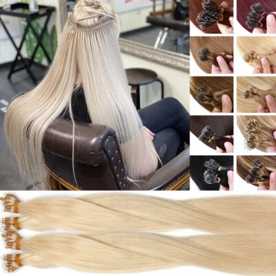 RICH-CHOICES Nano Ring Tip Human Remy Hair Extensions Micro Bead THICK 200PCS Full Head Blond