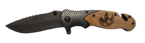 Handmade Howling Wolf Engraved 8" Blade Folding Pocket Knife Custom Design - Picture 2 of 8