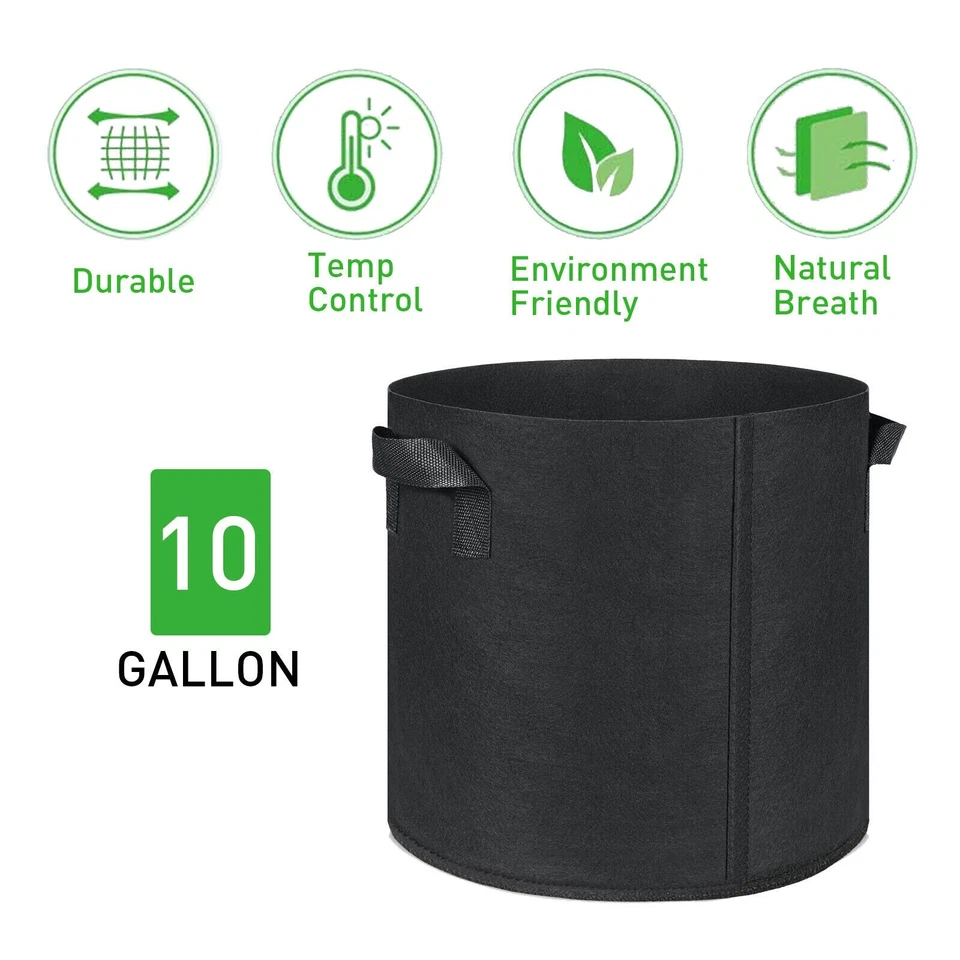 Bolsas de cultivo x10, macetas de tela vegetal de 10 galones, maceta gruesa de aireación no tejida para vivero Foto 2 de 4