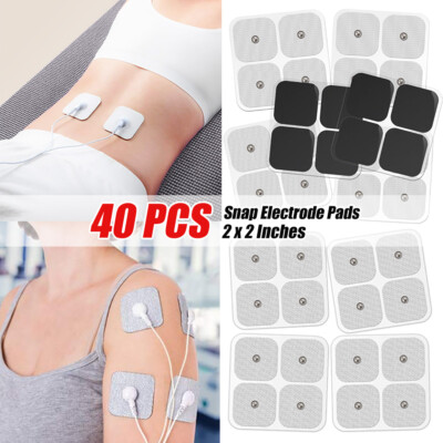 40x Snap On Replacement Electrode Pads For TENS Unit Self Adhesive Stud 2x2''