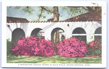 Postcard Mississippi Springtime Azalea Scene Gulf Hills Ocean Spring  WB UNP G10