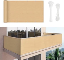Duerer Balcony Screen Privacy Fence Cover 3' x 16.5' Sand Color Shade Cloth