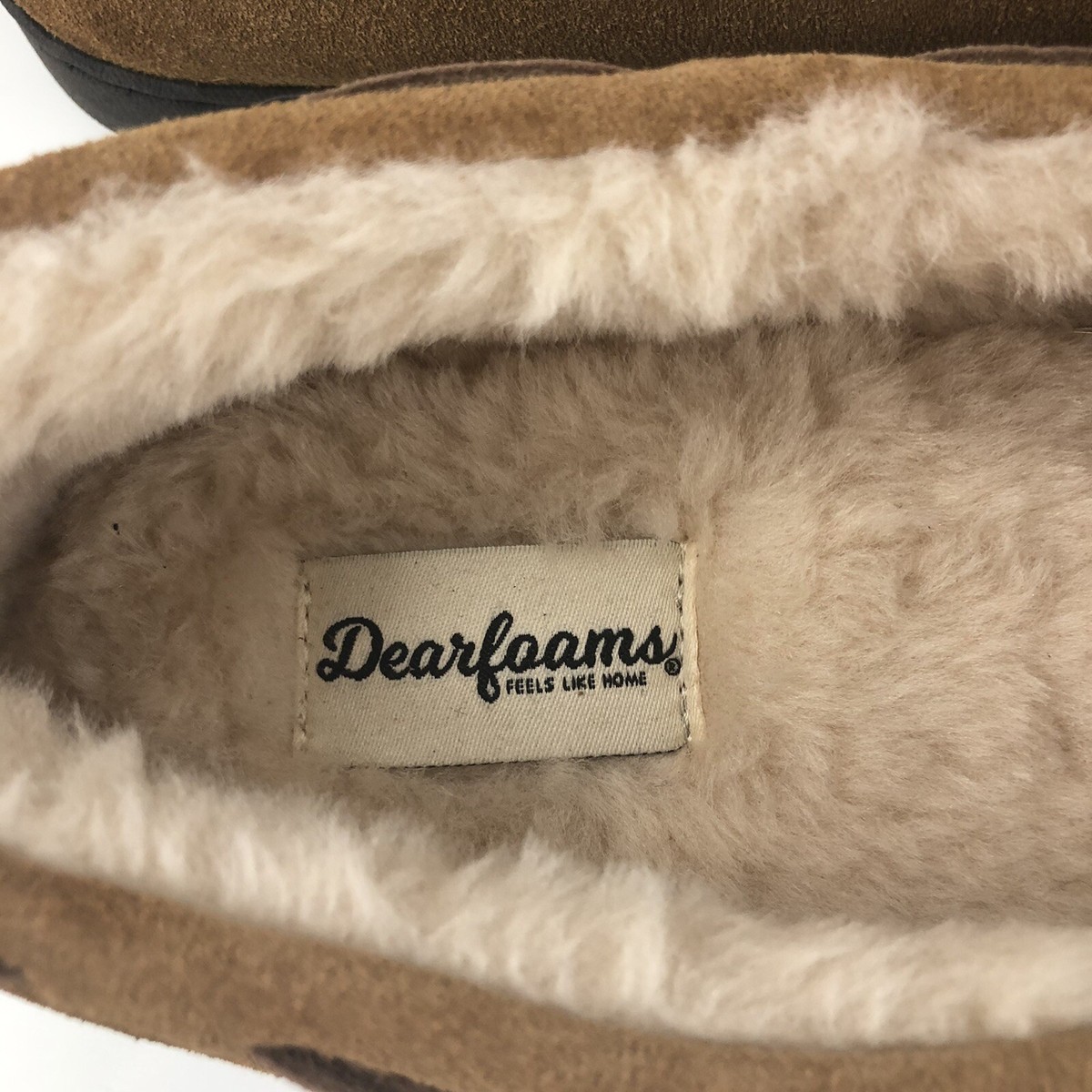 Dearfoams Genuine Suede Moc Slippers Men\'s Size 12 Chestnut Tan Moccasins NIB Amazon.com | Fireside by Dearfoams Nelson Bay Shearling and  main image 4