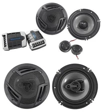 Pair Rockville RV65.2C 6.5" Component Car Speakers+6.5" Coaxial 3-Way Speakers
