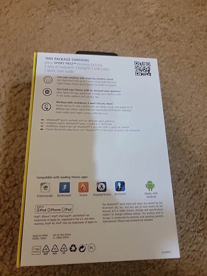 New JABRA Sport Pace Bluetooth Wireless Sports Headset (Blue) - Image 2 of 3