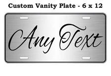 Any Text on Silver and Black Design License Personalized Plate for Auto ATV Bike