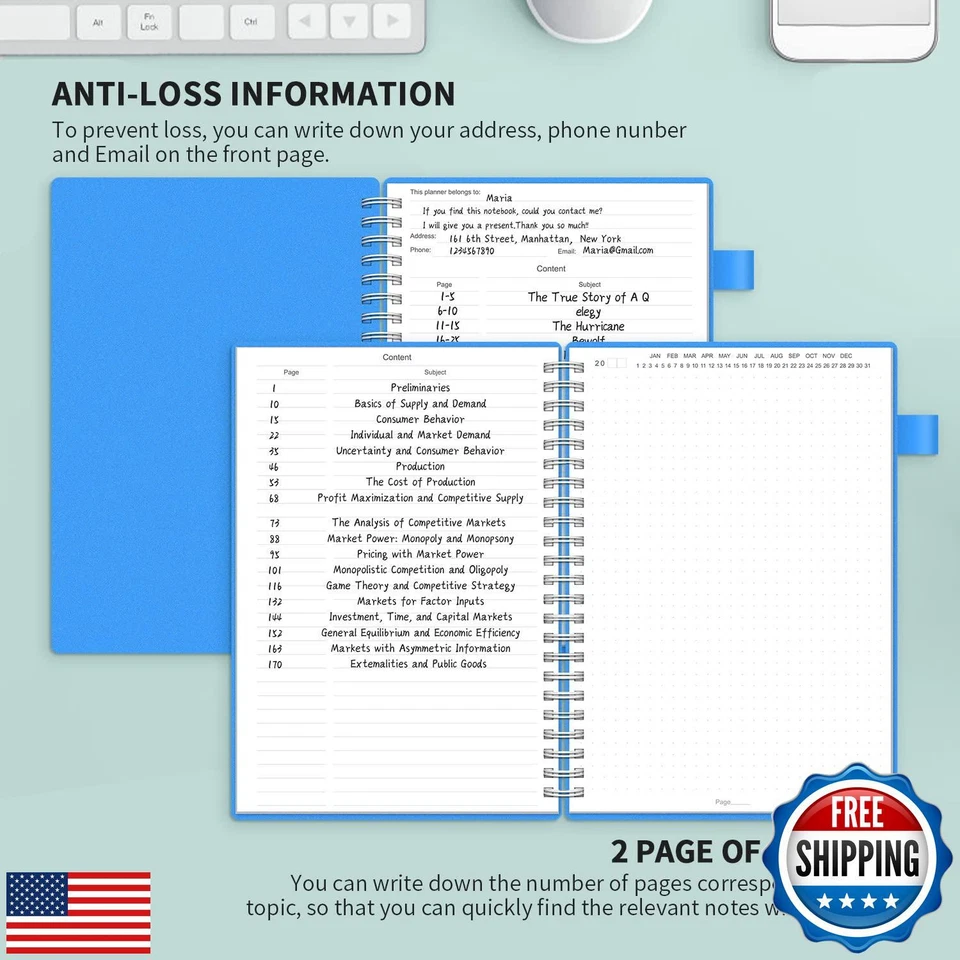 Regolden-Book Undated Spiral Dotted Notebook, Medium A5 Grid Journal Notebook - Image 3 of 4