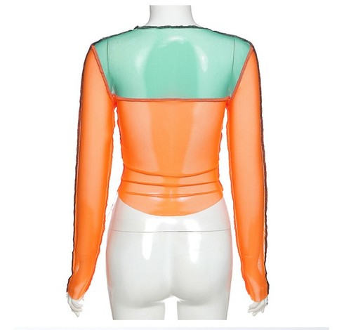 New Women Contrast Patchwork Long Sleeve T-Shirt Csual Cool Top Punk Tee #T - Picture 5 of 10